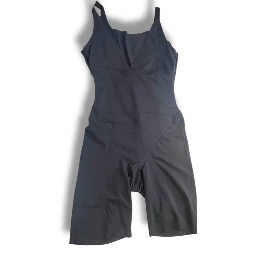 Maidenform Black Plunge Neck Tummy Control Bodysuit Shapewear Medium